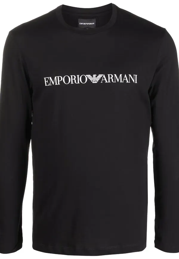 Emporio Armani långärmad t-shirt med logotyp - Svart