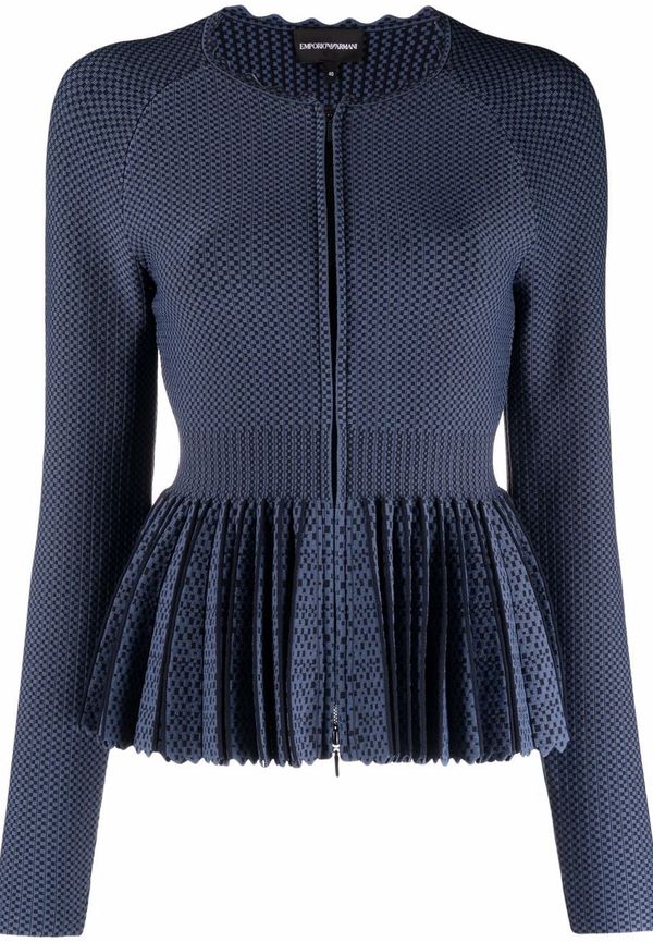 Emporio Armani plisserad kofta med dragkedja - Blå