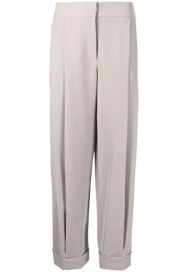 Emporio Armani plisserade raka byxor - Neutral