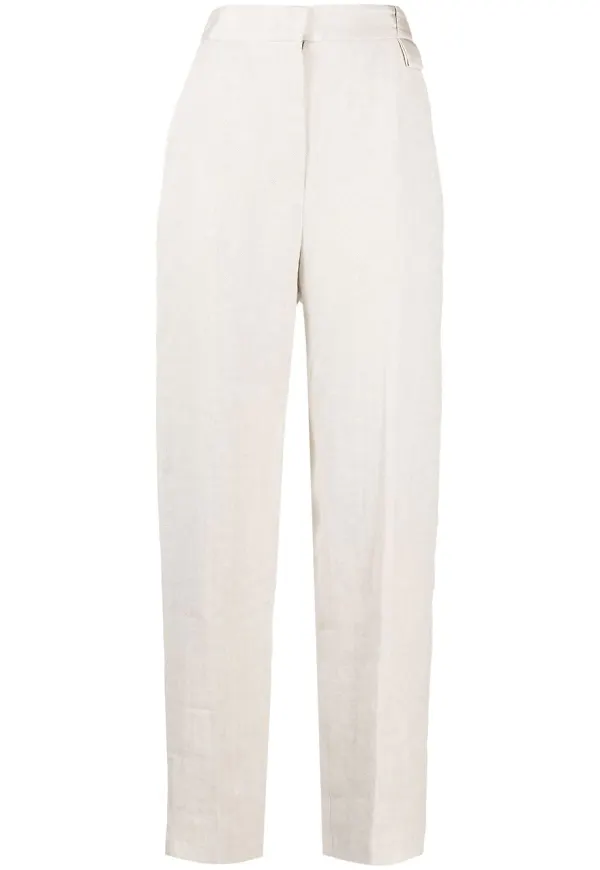 Emporio Armani raka byxor med pressveck - Neutral