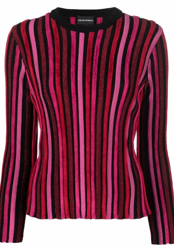 Emporio Armani randig stickad tröja - Rosa