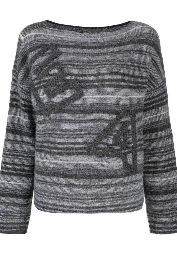 Emporio Armani randig tröja med logotyp - Grå