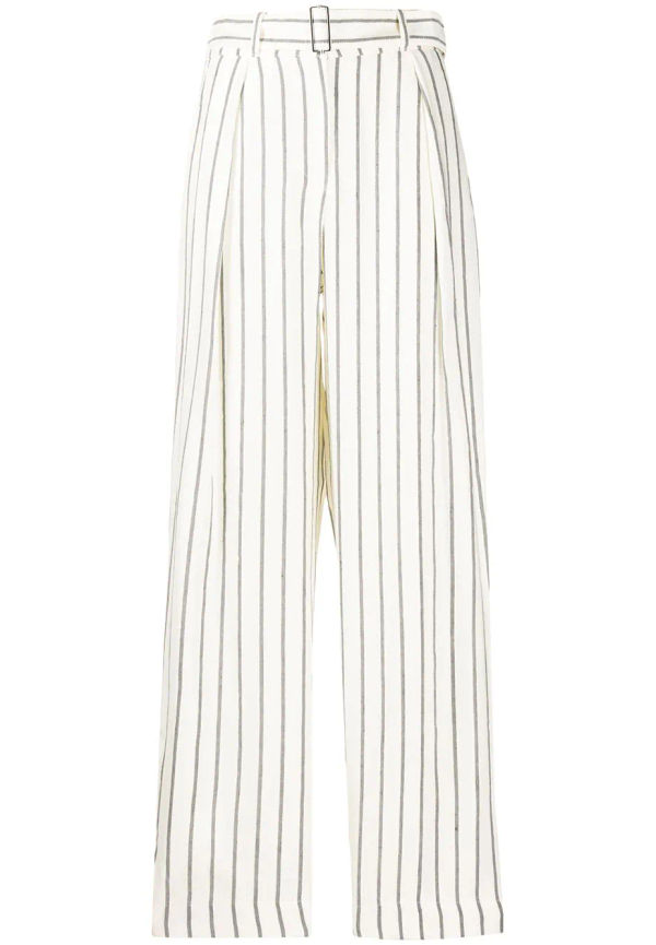 Emporio Armani randiga byxor med hög midja - Neutral