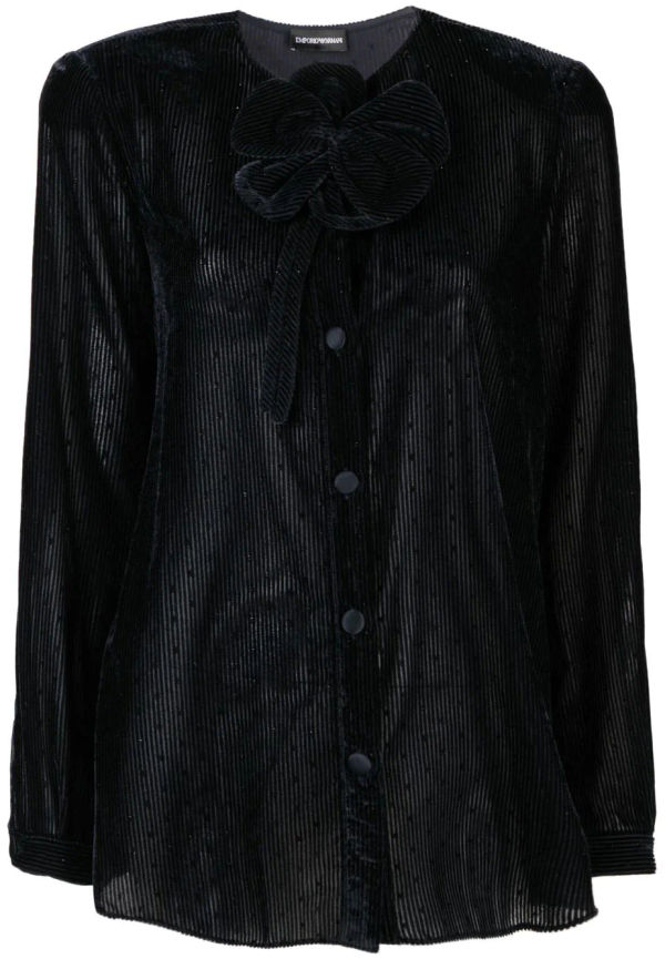 Emporio Armani ribbad långärmad t-shirt - Blå