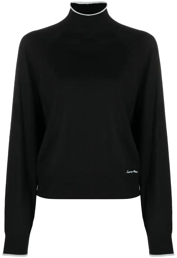 Emporio Armani ribbad polotröja - Svart
