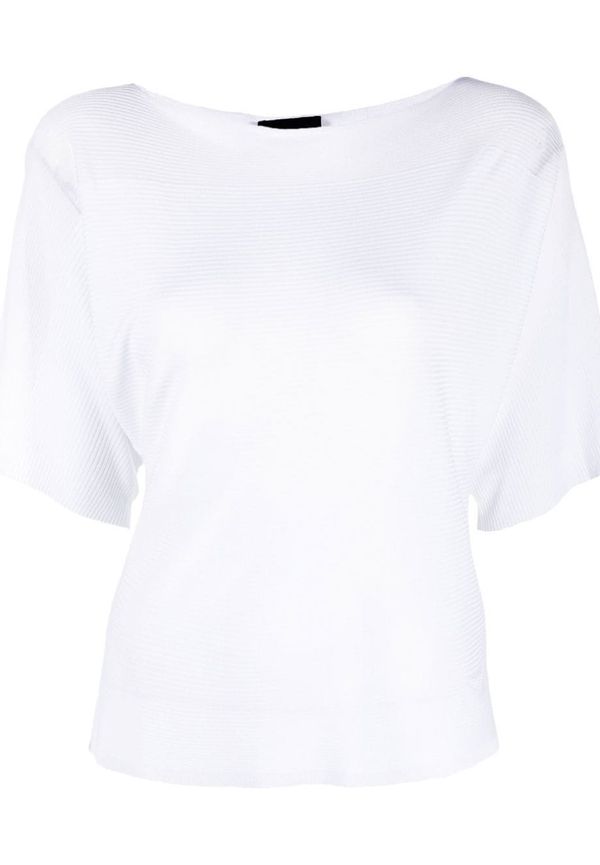 Emporio Armani ribbad t-shirt med båtringning - Vit