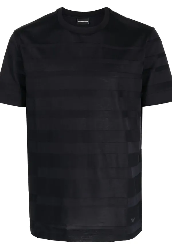Emporio Armani ribbad t-shirt med rundad hals - Blå