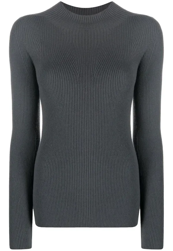 Emporio Armani ribbstickad tröja - Grå