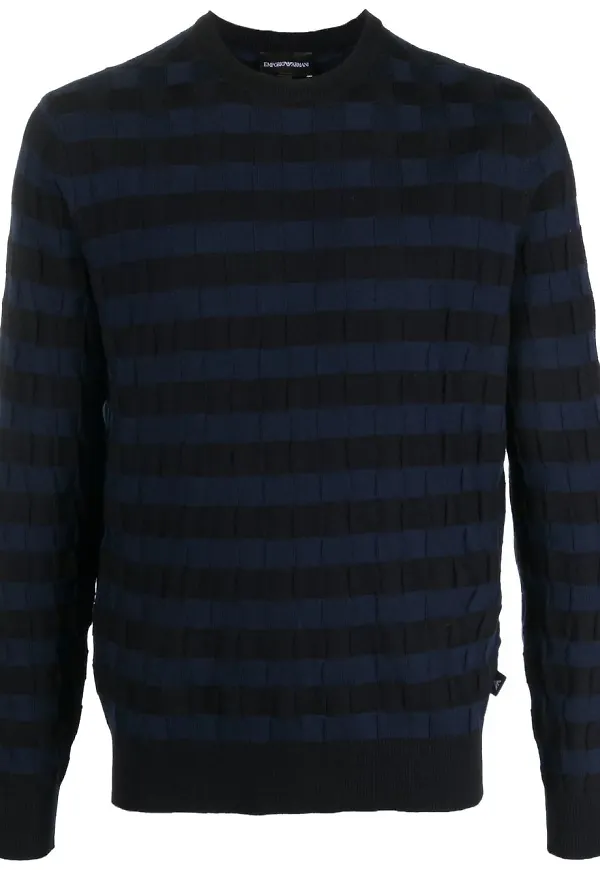 Emporio Armani rutig ulltröja - Blå
