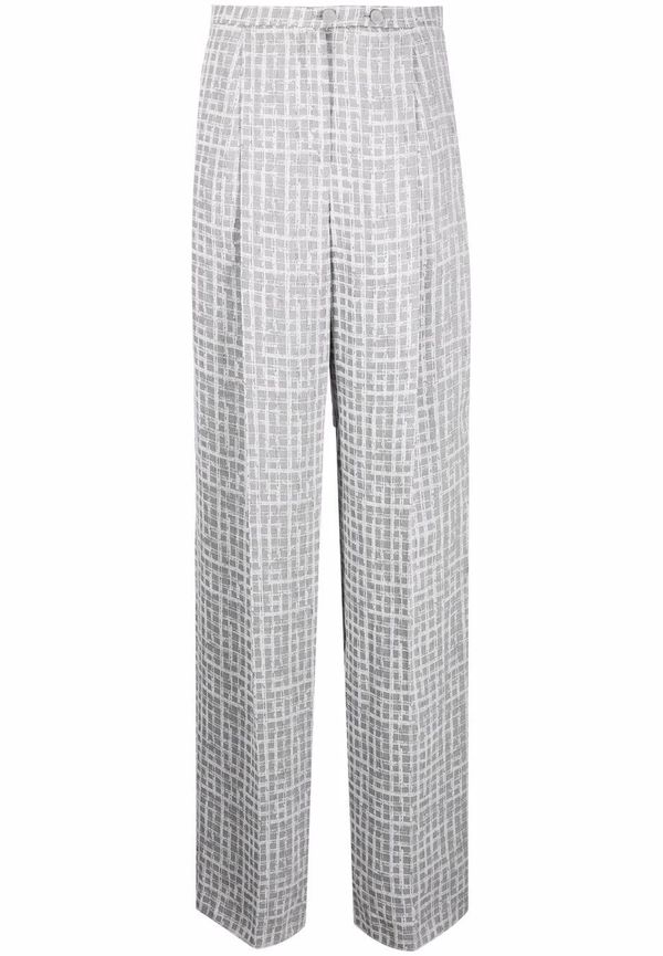 Emporio Armani rutiga byxor med hög midja - Grå