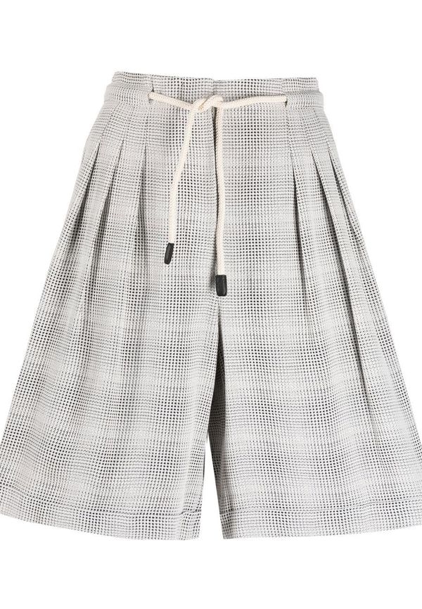 Emporio Armani rutiga shorts med plisserad detalj - Vit