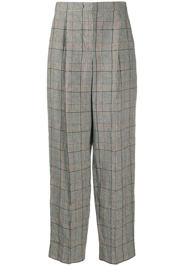 Emporio Armani skotskrutiga byxor med hög midja - Vit