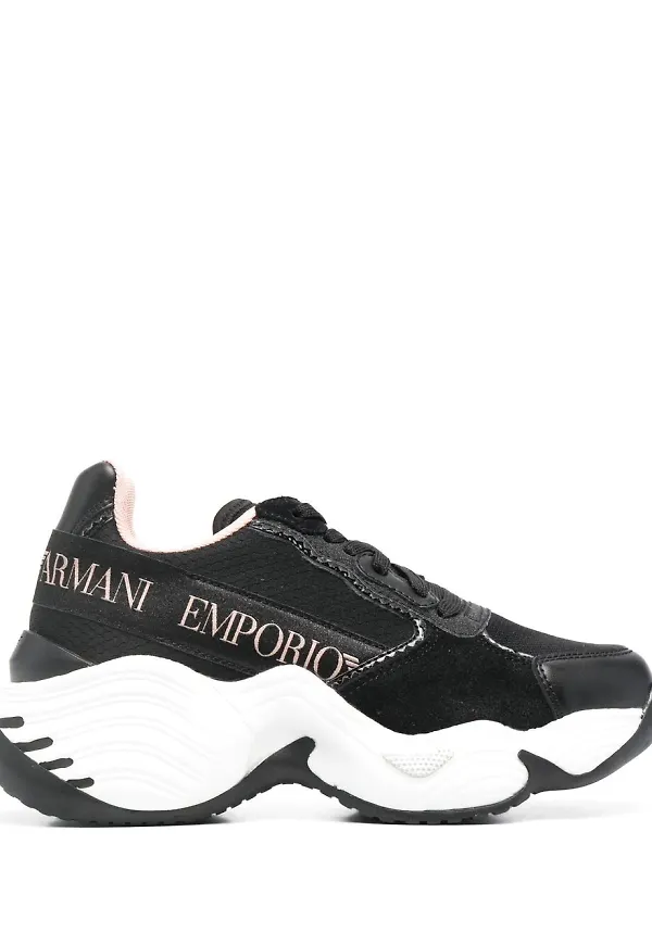Emporio Armani sneakers med grov sula och logotypband - Svart