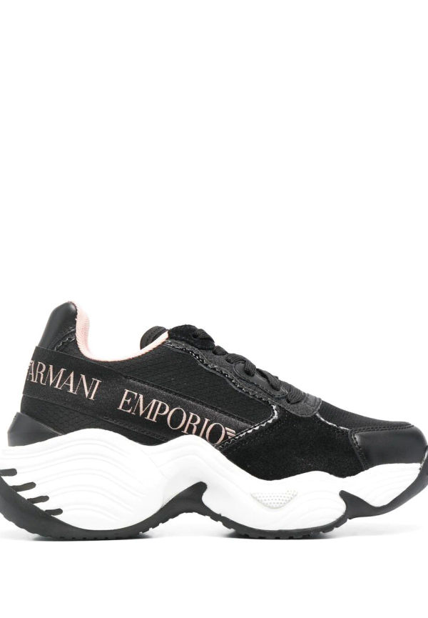 Emporio Armani sneakers med grov sula och logotypband - Svart