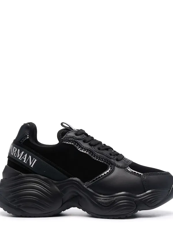 Emporio Armani sneakers med grov sula och panel - Svart