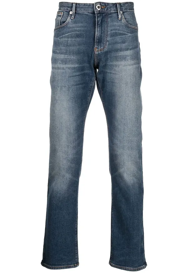 Emporio Armani stentvättade straight-jeans - Blå