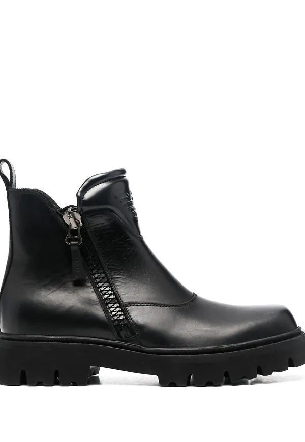 Emporio Armani stövletter i läder - Svart
