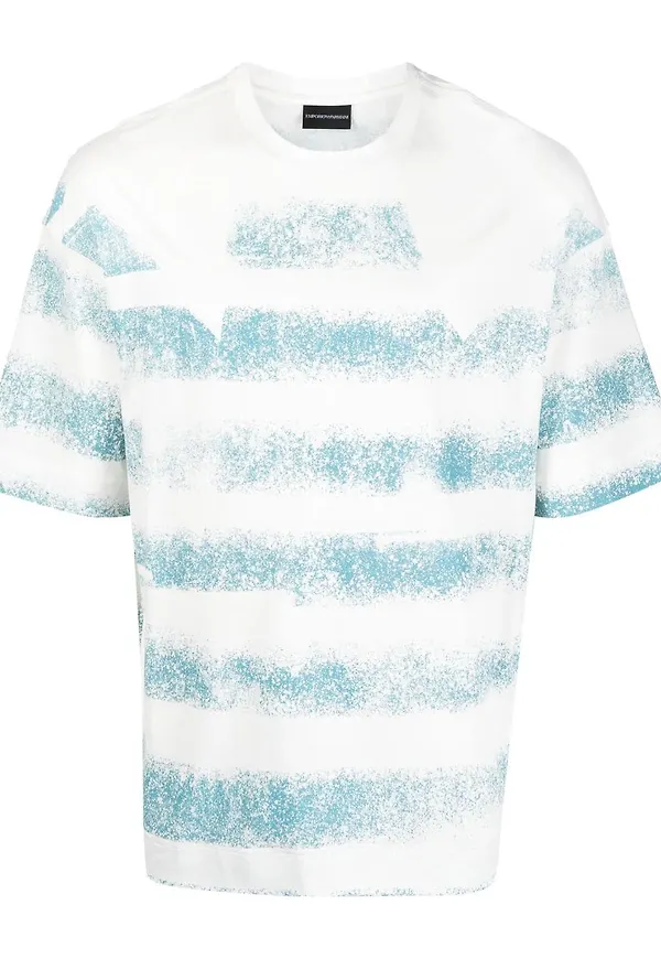 Emporio Armani t-shirt med blekt rand - Blå