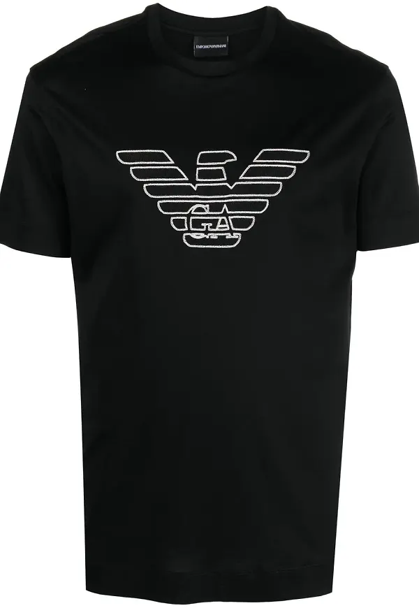 Emporio Armani t-shirt med broderad logotyp - Svart
