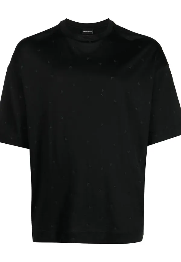Emporio Armani t-shirt med broderad logotyp - Svart
