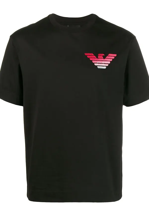 Emporio Armani t-shirt med broderad logotyp - Svart