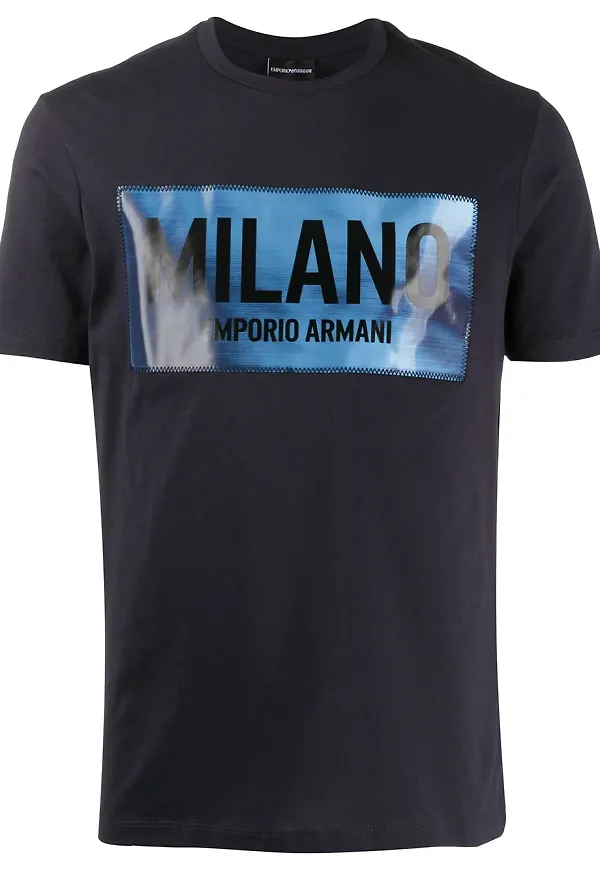 Emporio Armani t-shirt med logotyp - Blå