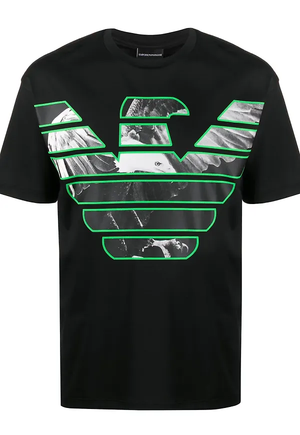 Emporio Armani t-shirt med örntryck - Svart