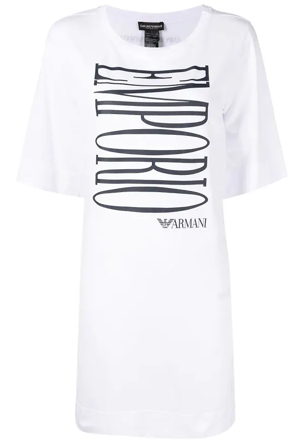 Emporio Armani t-shirtklänning med logotypdetalj - Vit