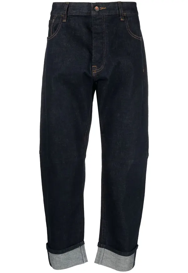 Emporio Armani uppvikta loose-jeans - Blå