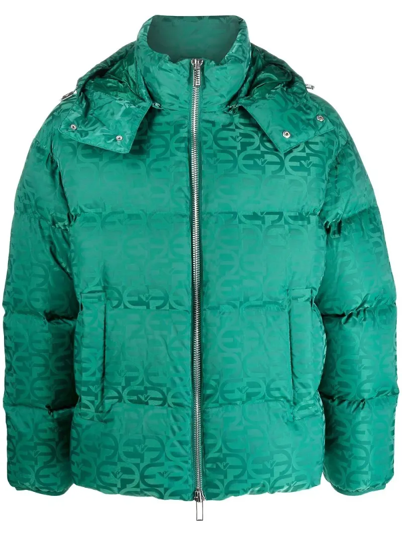 Emporio Armani vadderadacka med logotyp - Grön