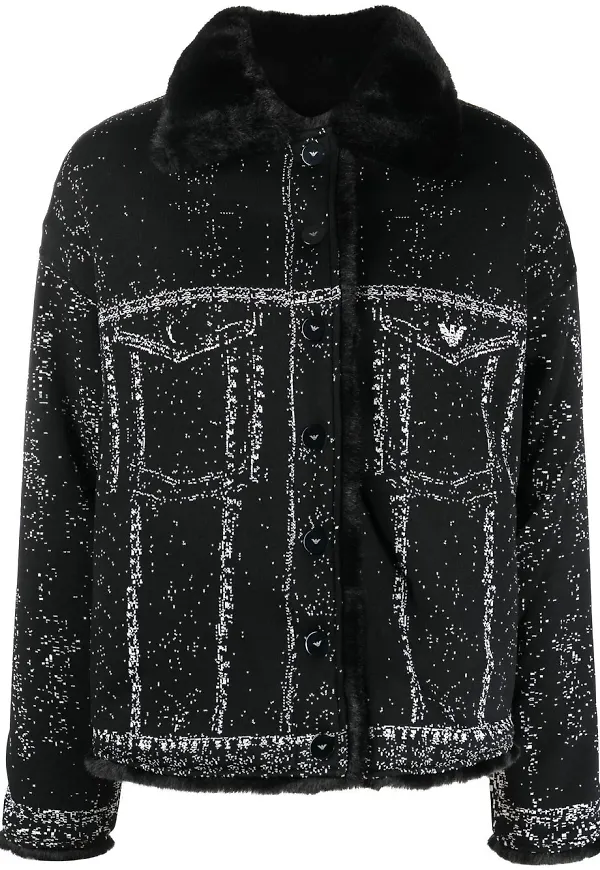 Emporio Armani vändbar jacka i konstpäls - Svart