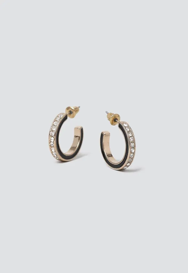 Enamel Edge Pave Crystal Hoop Earrings