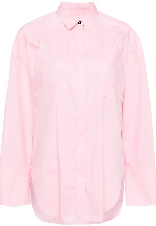 Enföld skjorta med dold knäppning - Rosa
