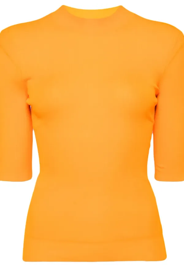 Enföld topp med halvpolokrage - Orange