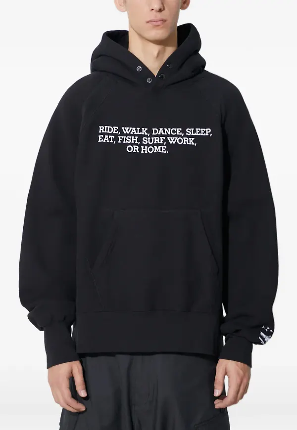 Engineered Garments hoodie med tryck - Svart