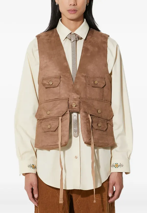 Engineered Garments väst med flera fickor och knäppning - Brun