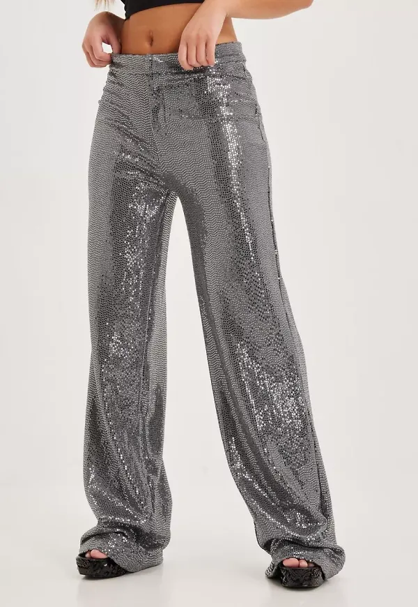 Envii - Vida byxor - Silver Glitter - Enpluto Pants 7000 - Byxor