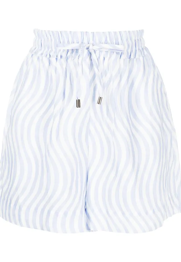 EPHEMERA Skywave linneshorts med tryck - Vit