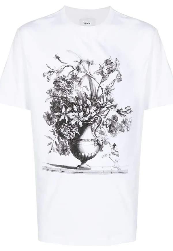 Erdem blommig t-shirt - Vit