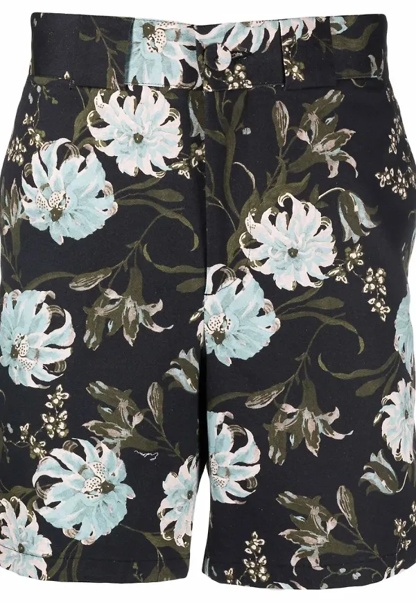 ERDEM blommiga chinosshorts - Svart
