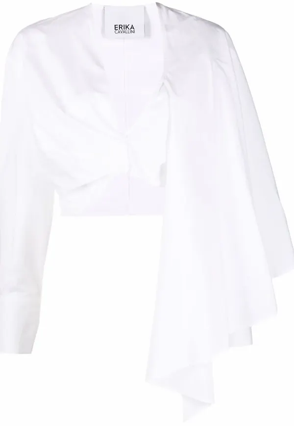 Erika Cavallini croptop med rysch - Vit