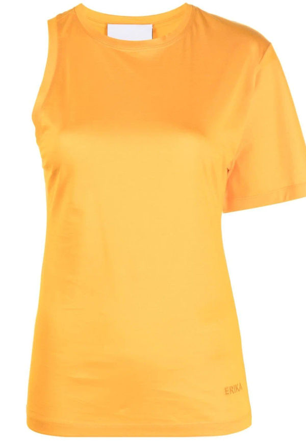 Erika Cavallini t-shirt med asymmetrisk ärm - Orange