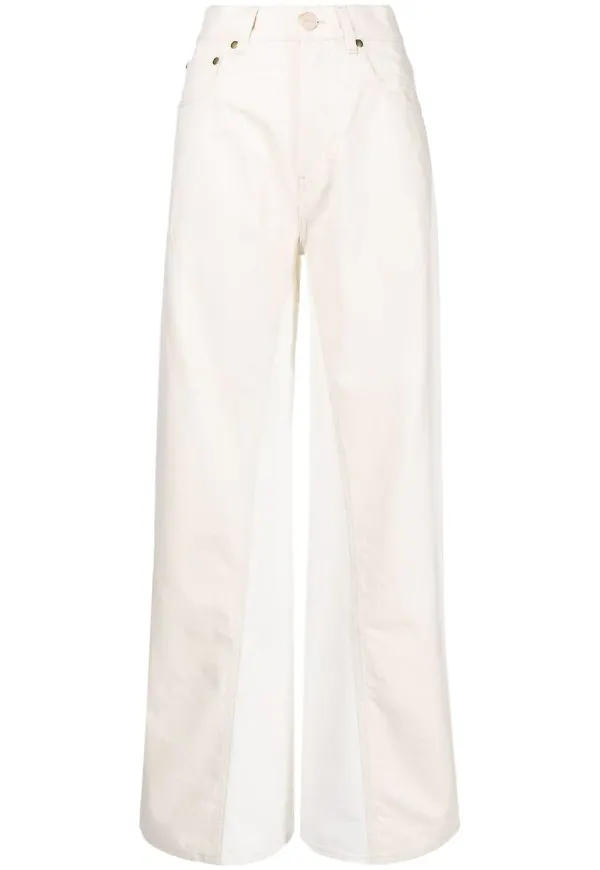 Erika Cavallini tvåfärgade wide leg-jeans - Vit
