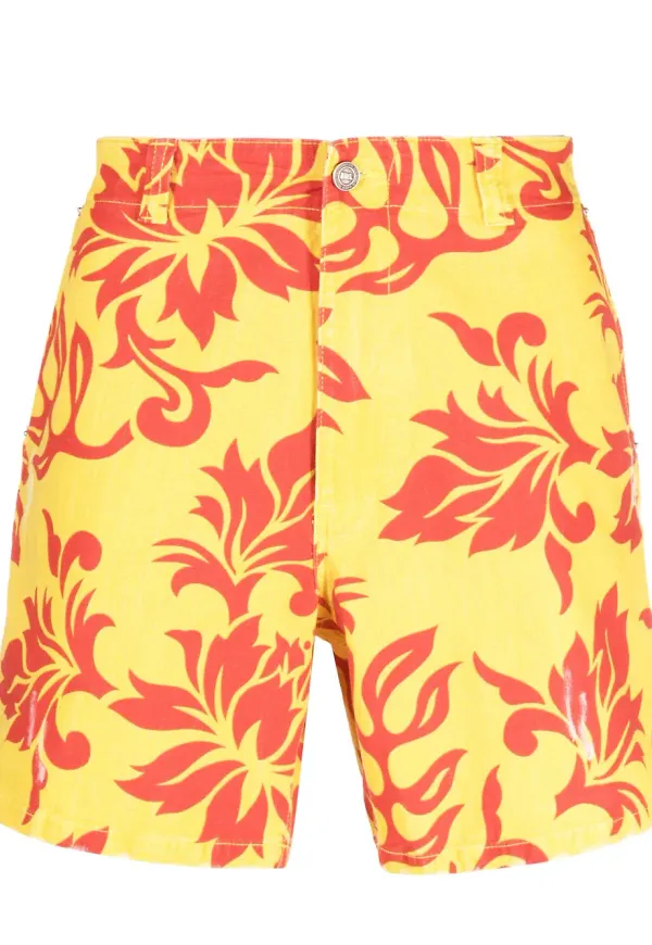 ERL shorts med grafiskt tryck - Gul