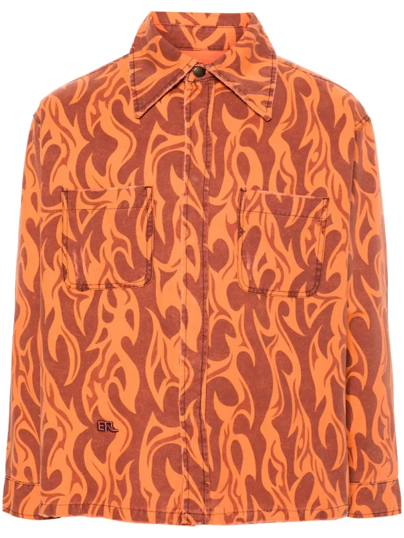 ERL skjortjacka med eldtryck - Orange