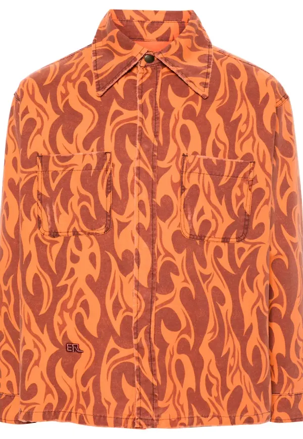 ERL skjortjacka med eldtryck - Orange