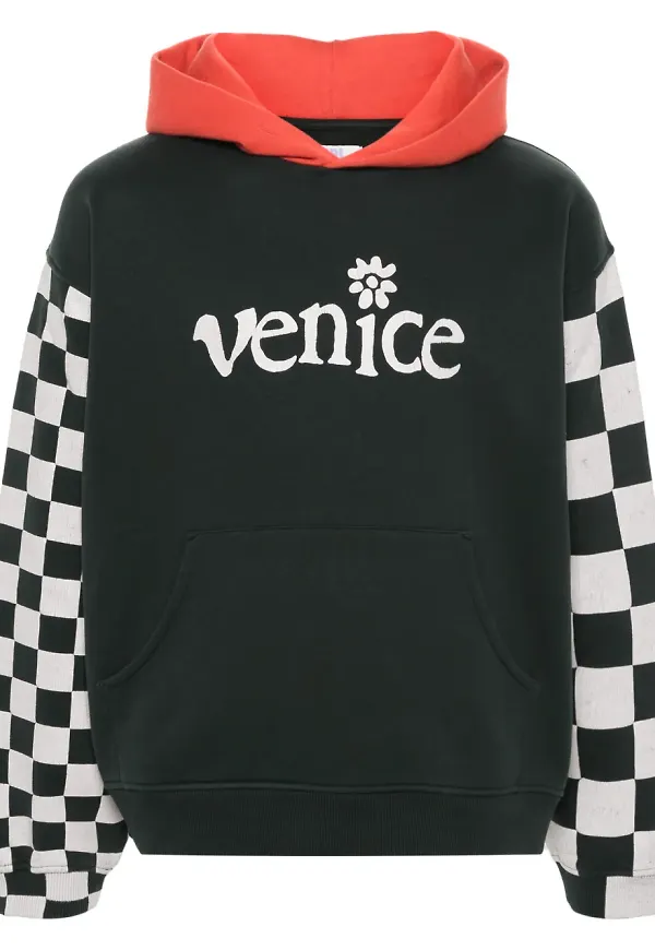 ERL Venice hoodie med tryck - Svart