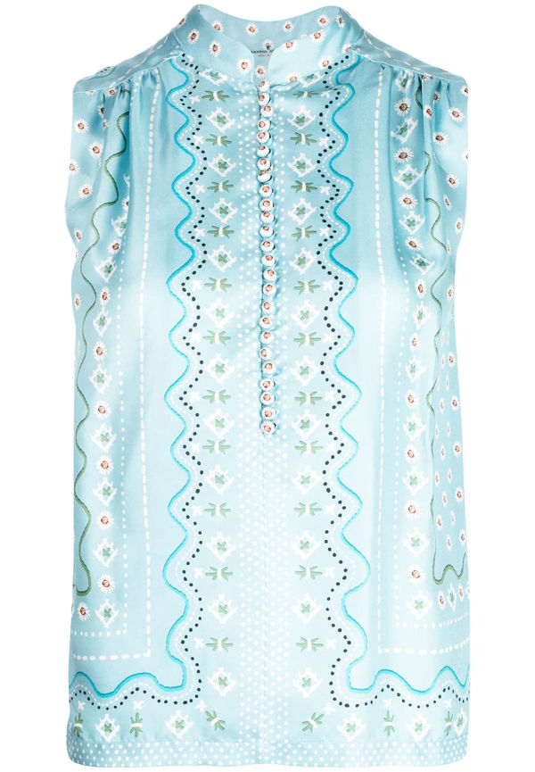 Ermanno Scervino blommig ärmlös blus - Blå