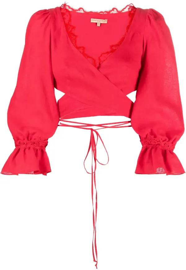 Ermanno Scervino croptop med spetsdetalj - Röd
