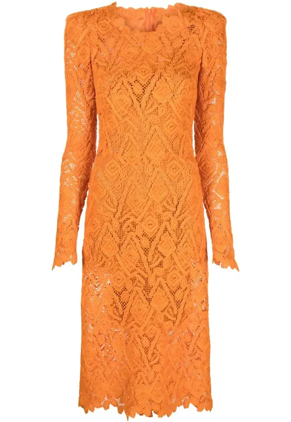 Ermanno Scervino långärmad spetsklänning - Orange